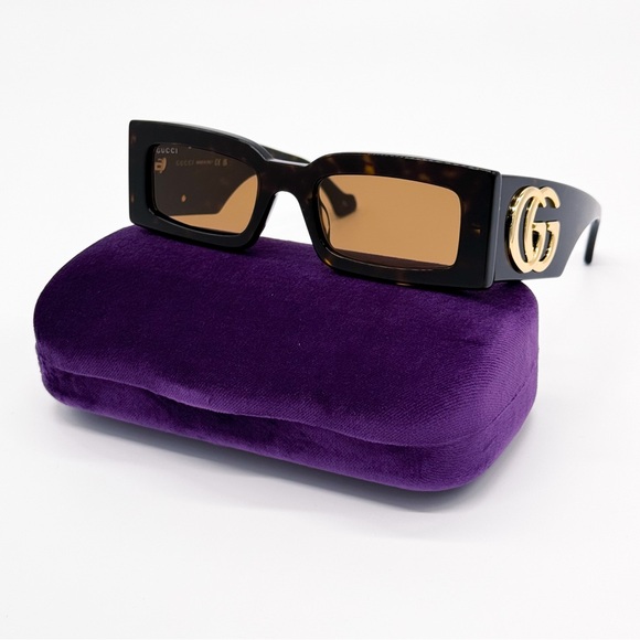 NEW GUCCI GG1425S 002 RECTANGLE BROWN WOMEN SUNGLASSES GUCCI - Picture 2 of 13